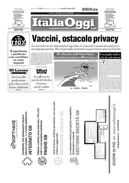 Italia oggi : quotidiano di economia finanza e politica